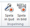 Knappar i OneNote för inspelning
