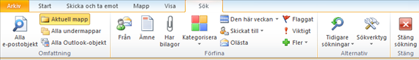 Outlooks sökflik
