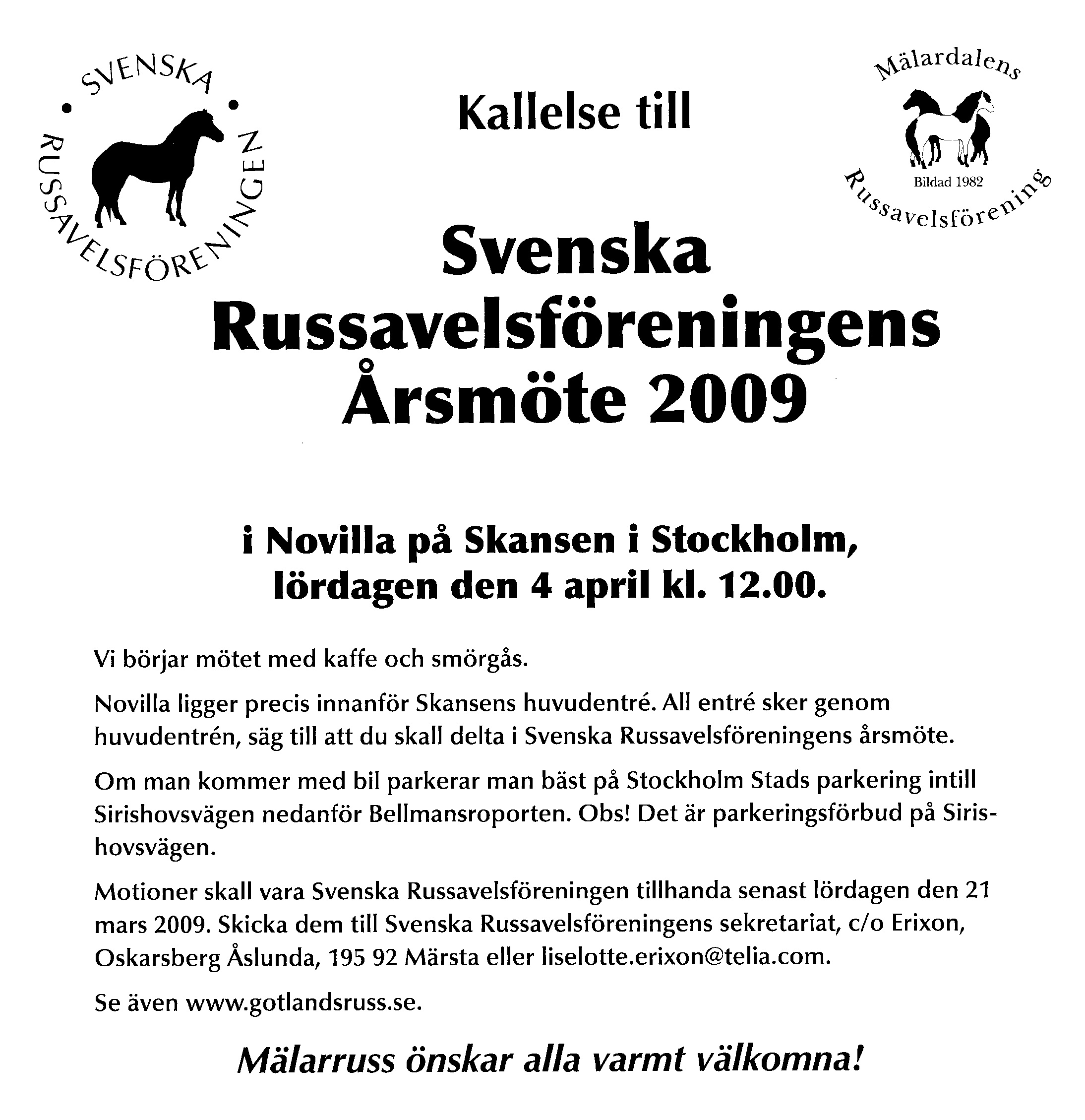 Inbjudan årsmöte SvRAF 2009