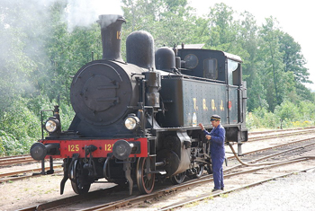 Ånglokomotivet TGOJ nr 125, litt Y3a, tillverkat 1908 och i trafik hos TGOJ mellan 1931 och 1966, numera hos Nora Bergslags Veteran-Jernväg i Nora. Fotografi: Bengt Oberger