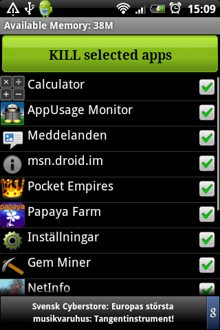 Open Advanced Task Killer - Döda 1