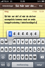 Genvägar på tangentbordet i iPhone.